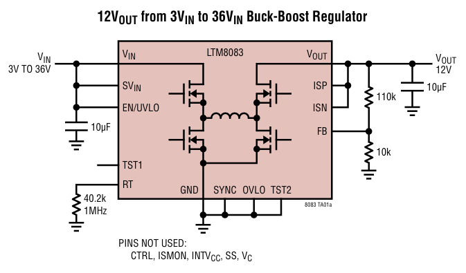 LTM8083 μModule降壓-升壓穩壓器：36V輸入、1.5A輸出的高效之選